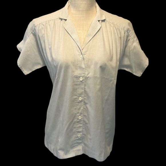 Vintage Blue white checked Short sleeve Shirt - Picture 1 of 5